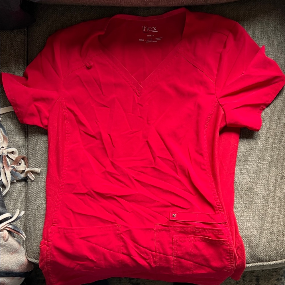 iFlex Red V-Neck Scrub Top
